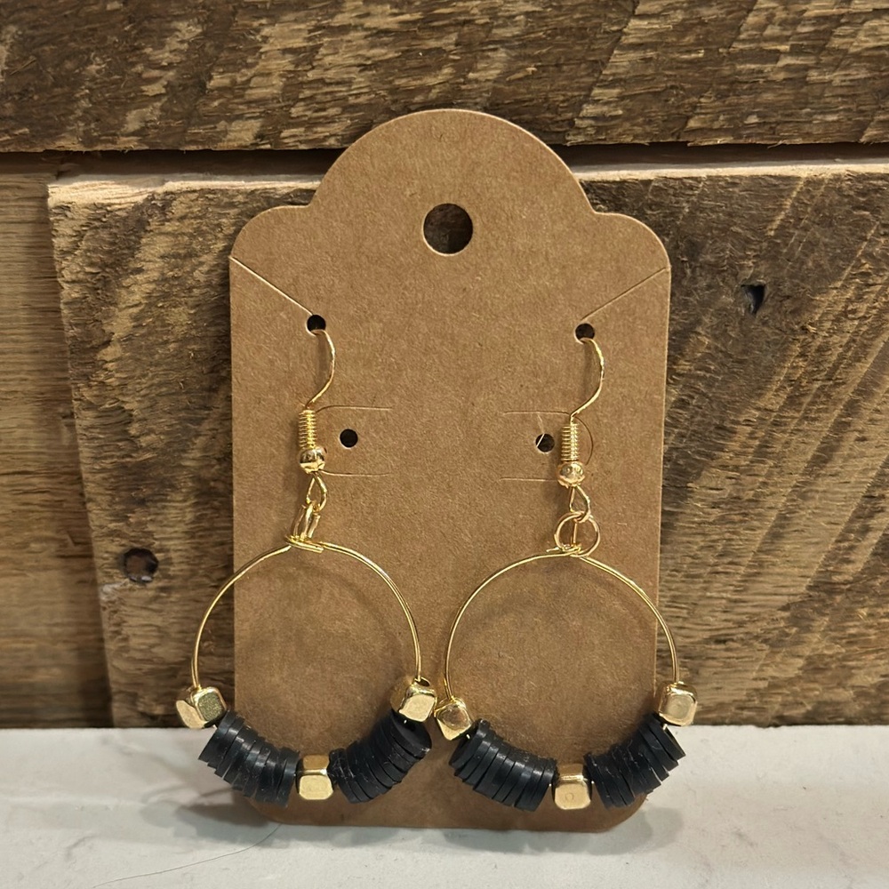 Elegant Gold and Black Hoop Earrings